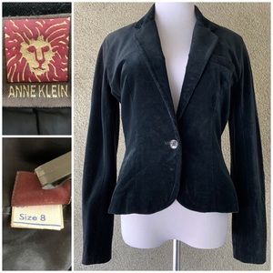 “Anne Klein” Vintage Black Velveteen Blazer Jacket size 8